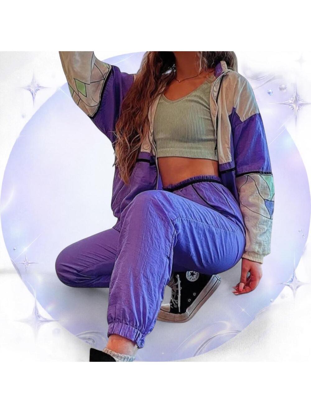 Vintage Colorblock Windbreaker Jacket 80s 90s Retro Shell Suit